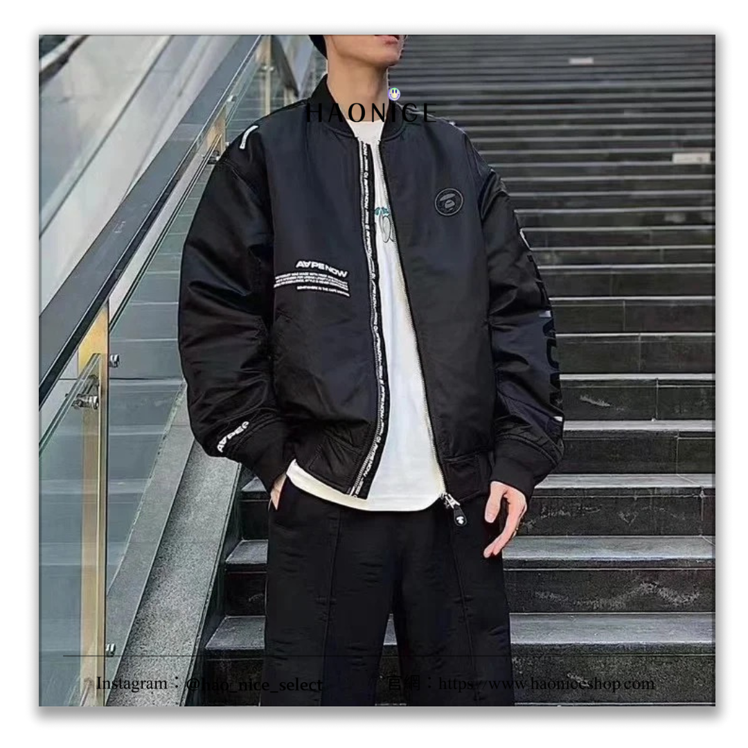 【HAO NICE 】香港經銷商🇭🇰 日本潮流 Aape 23FW 秋冬爆款經典猿人頭 簡易字母設計長袖 MA-1 空軍外套