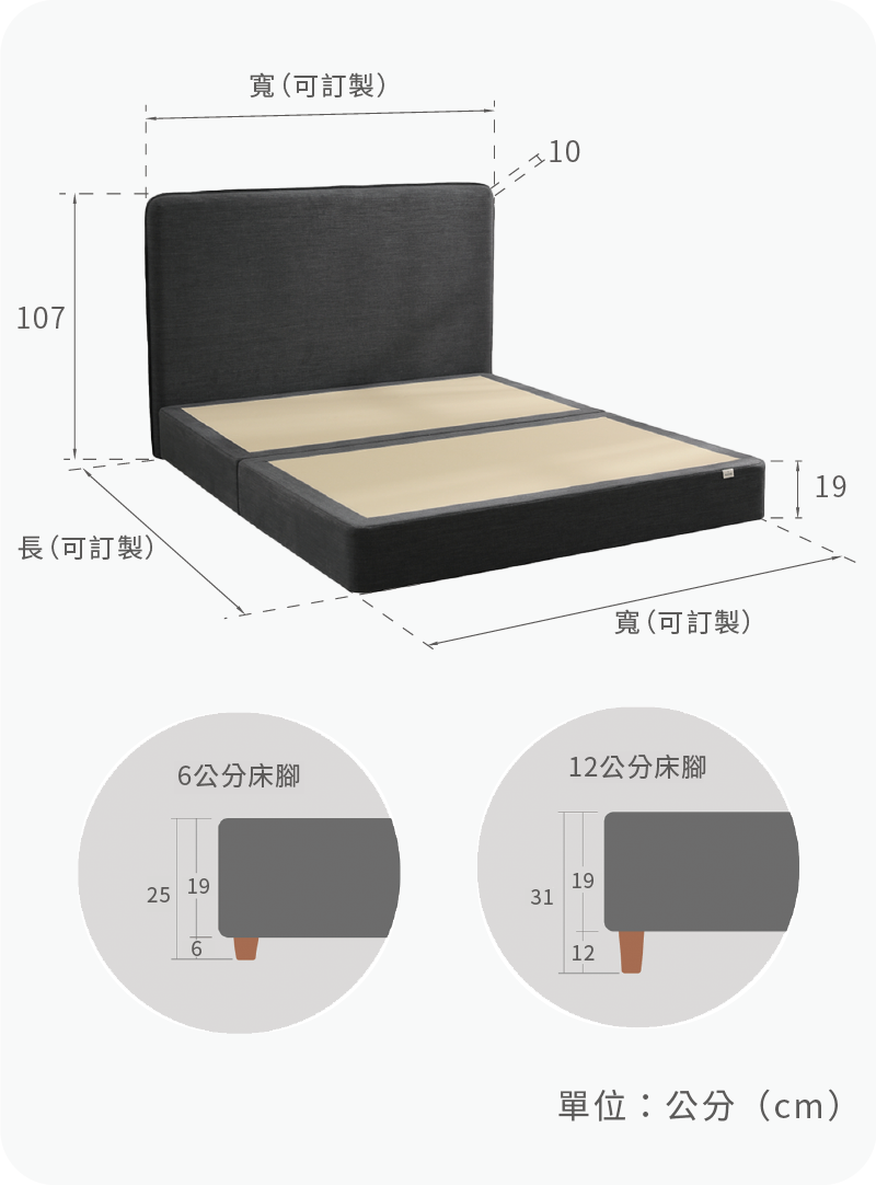 晚安奈特床架皆為台規尺寸,若需訂製尺寸請聯繫客服。