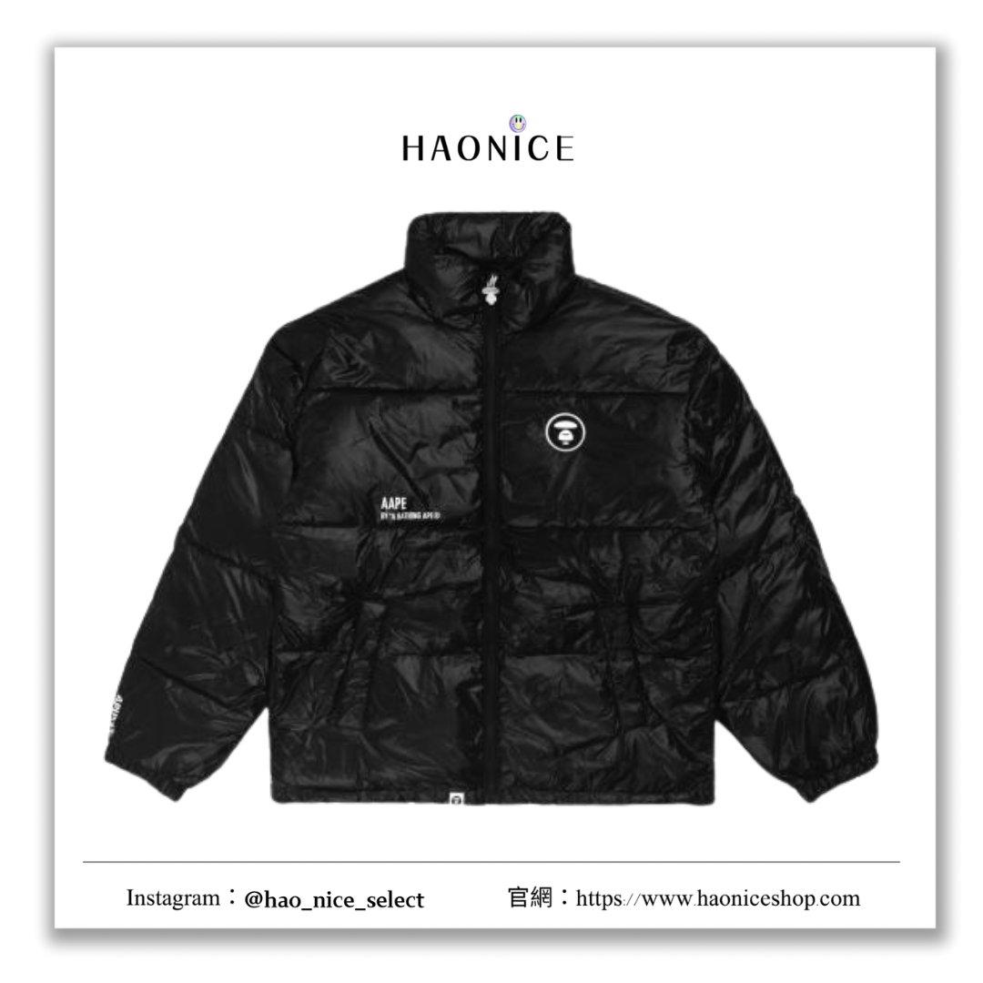 【HAO NICE 】香港經銷商🇭🇰 日本潮流AAPE 24FW秋冬新款 超經典亮面素色經典猿人頭 長袖 羽絨外套7381XXF