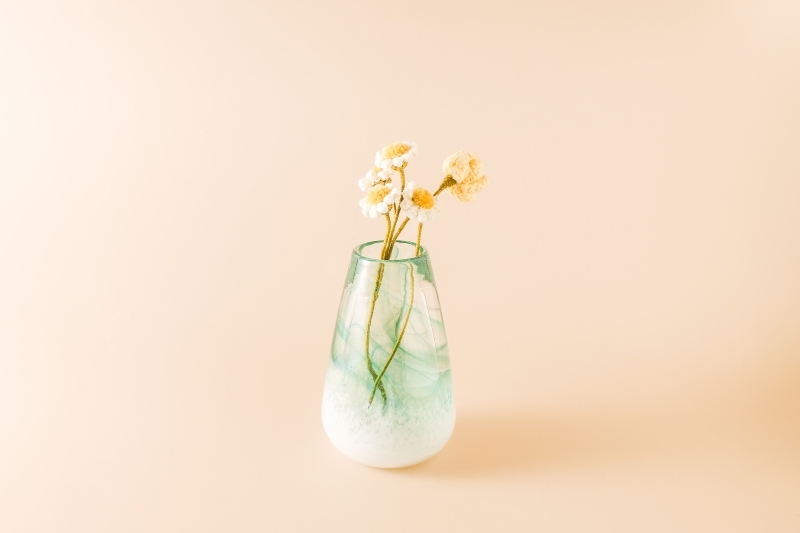 紅琉璃雲霧手工花器