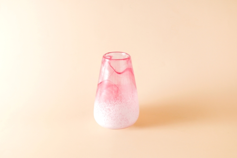 紅琉璃雲霧手工花器