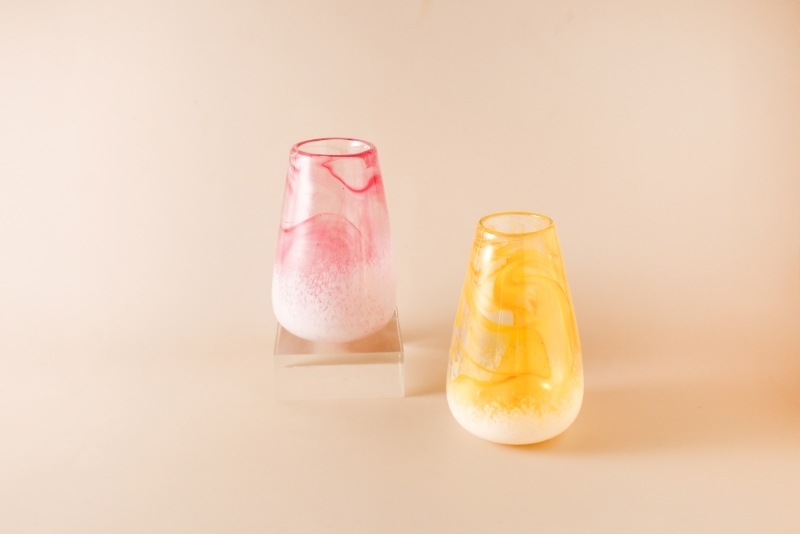 紅琉璃雲霧手工花器