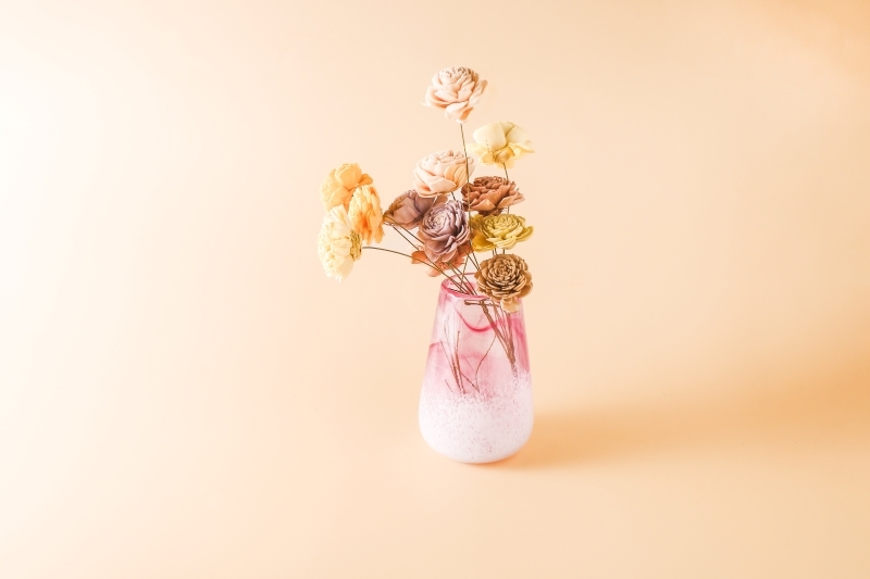 紅琉璃雲霧手工花器