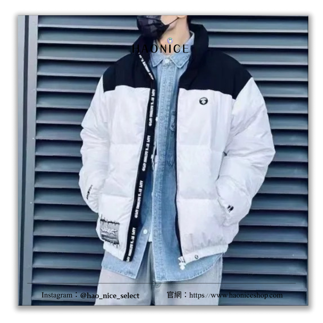 【HAO NICE 】香港經銷商🇭🇰100%正品 日本潮流Aape 24FW秋冬新款 經典拼接色猿人頭素色長袖 羽絨外套