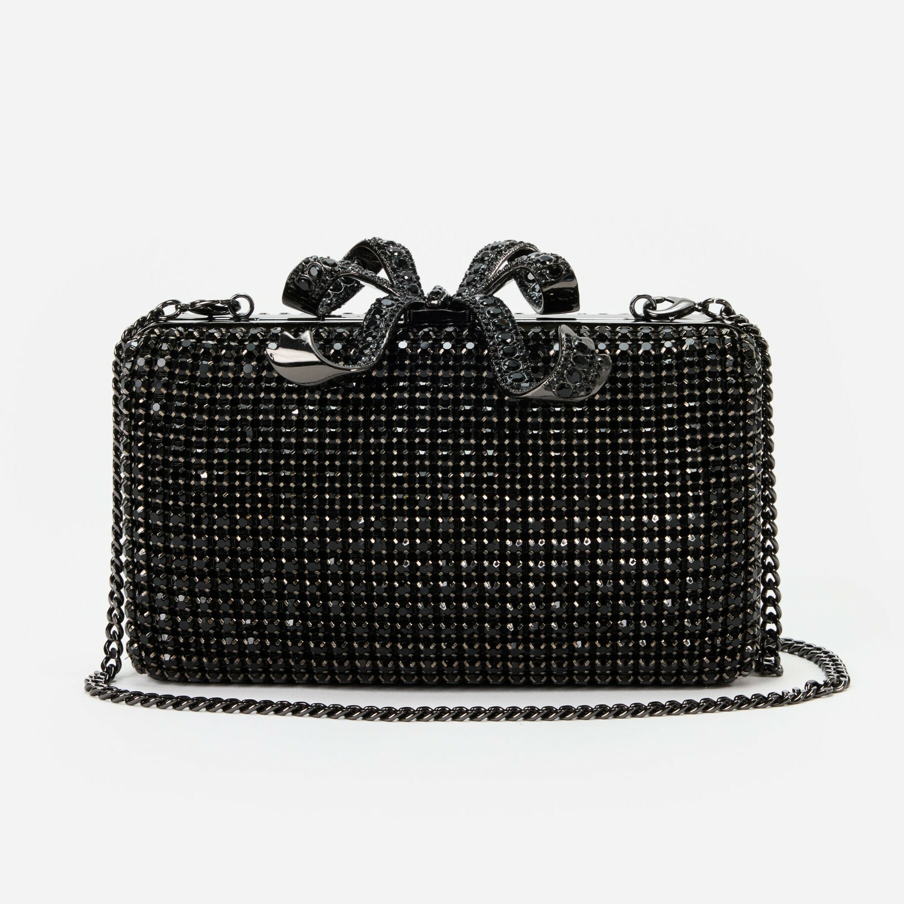 1SP0102-027 SELF PORTRAIT Black Crystal Box Clutch #RS25306B-BLACK (B-NB-E)