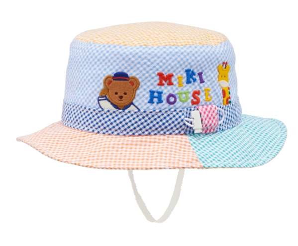 Miki House 拼色格紋漁夫帽