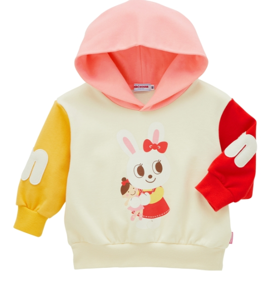 Miki House 拼色小兔連帽衛衣