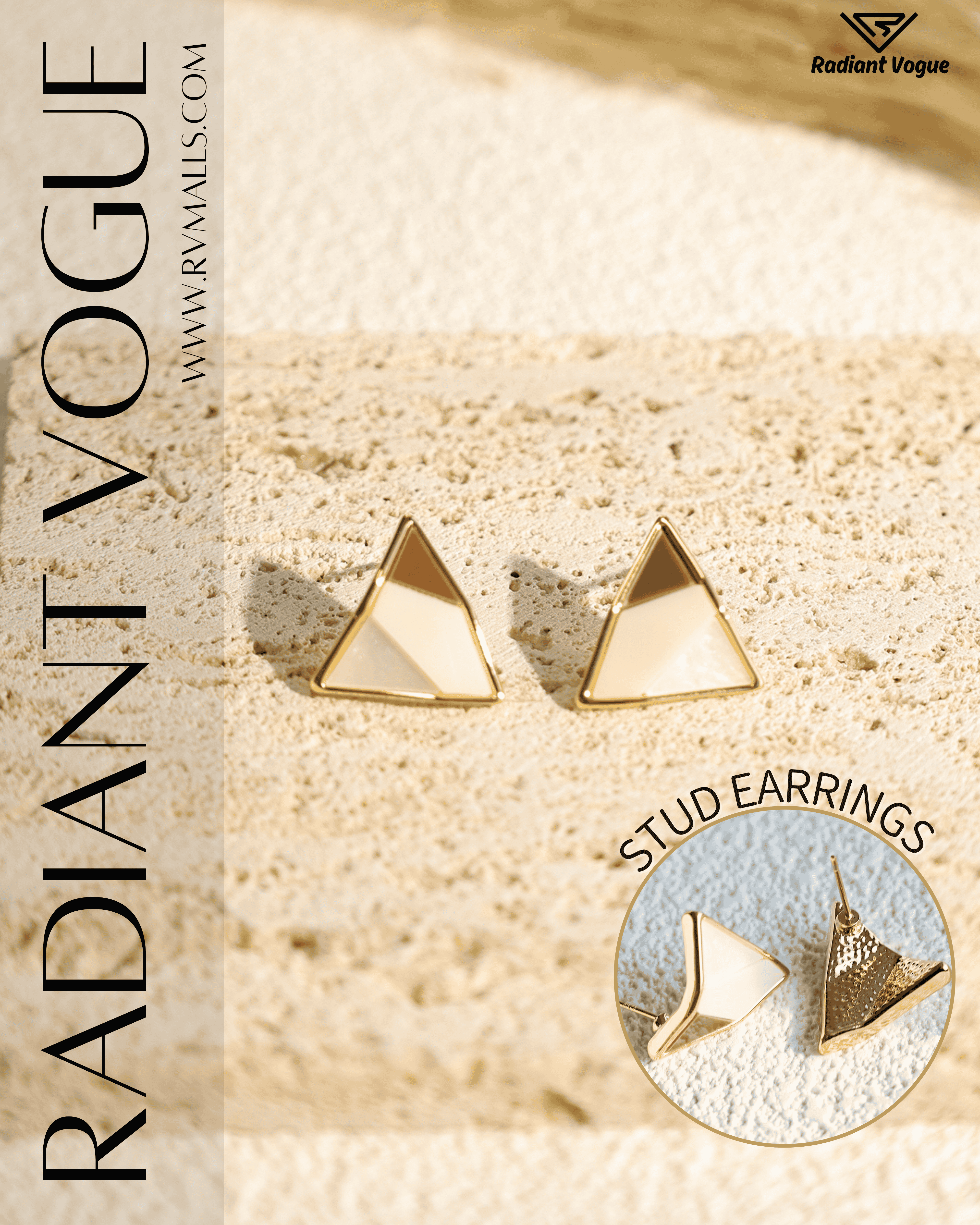 高雅金三角幾何耳環, 防敏感電鍍耳釘, 輕便百搭設計, 展現時尚與優雅氣質。