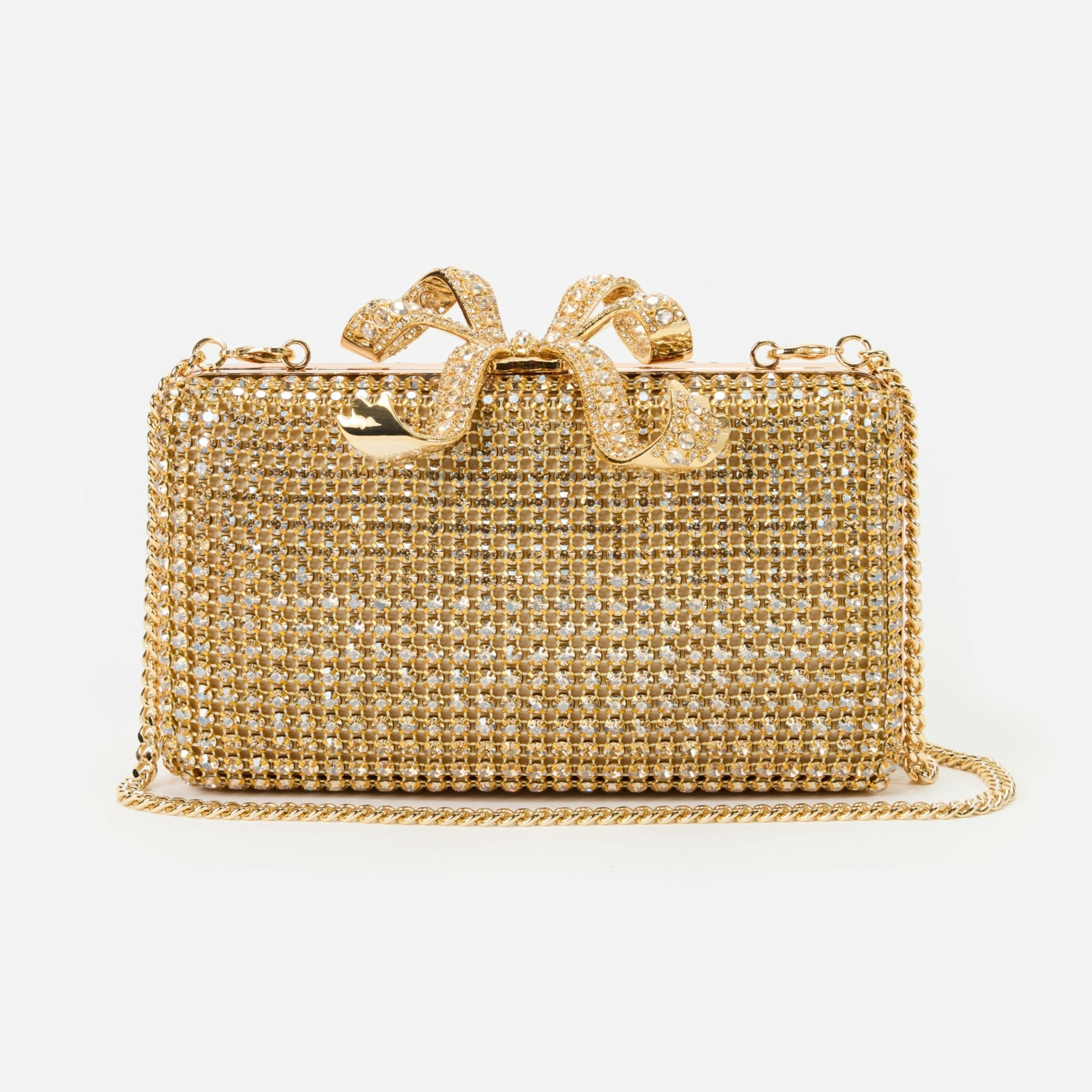 1SP0102-028 SELF PORTRAIT Gold Crystal Box Clutch #RS25306GD-GOLD (B-NB-E)