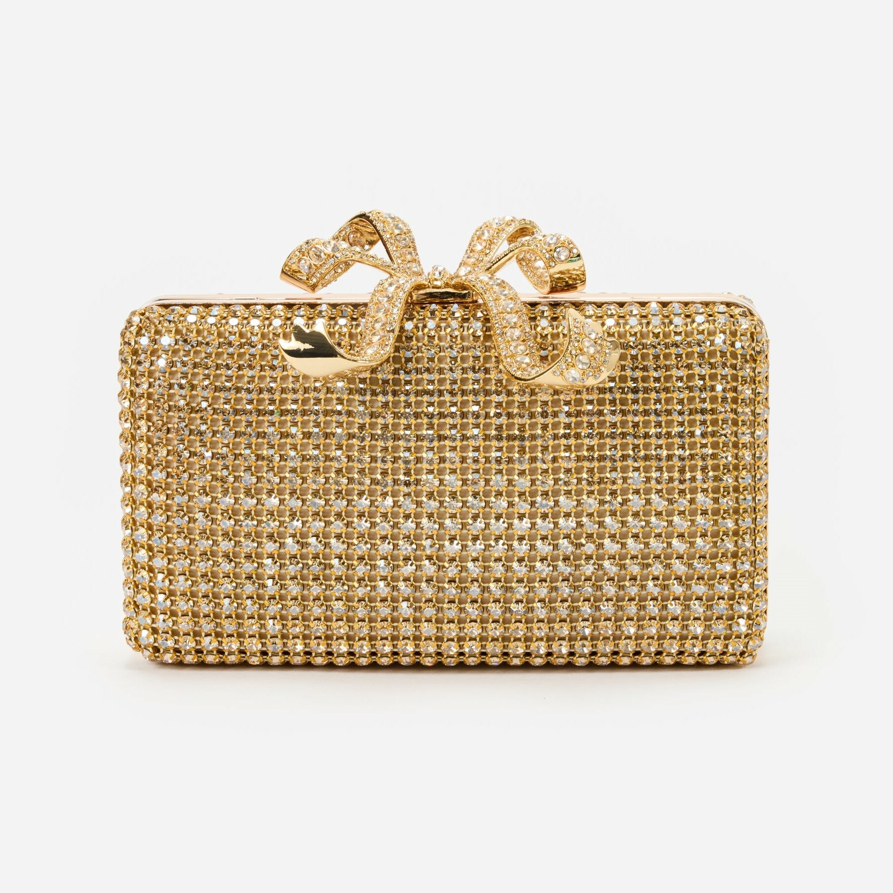 1SP0102-028 SELF PORTRAIT Gold Crystal Box Clutch #RS25306GD-GOLD (B-NB-E)