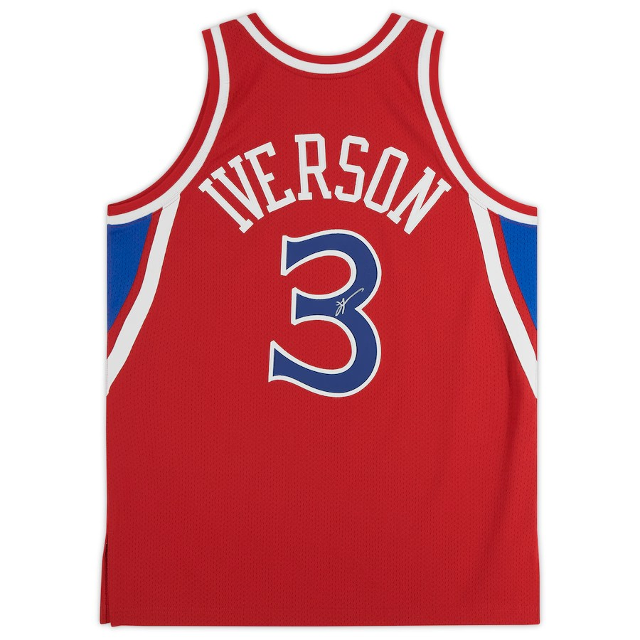 Allen Iverson Red Philadelphia 76ers Autographed 1996-97 Mitchell & Ness Authentic Jersey