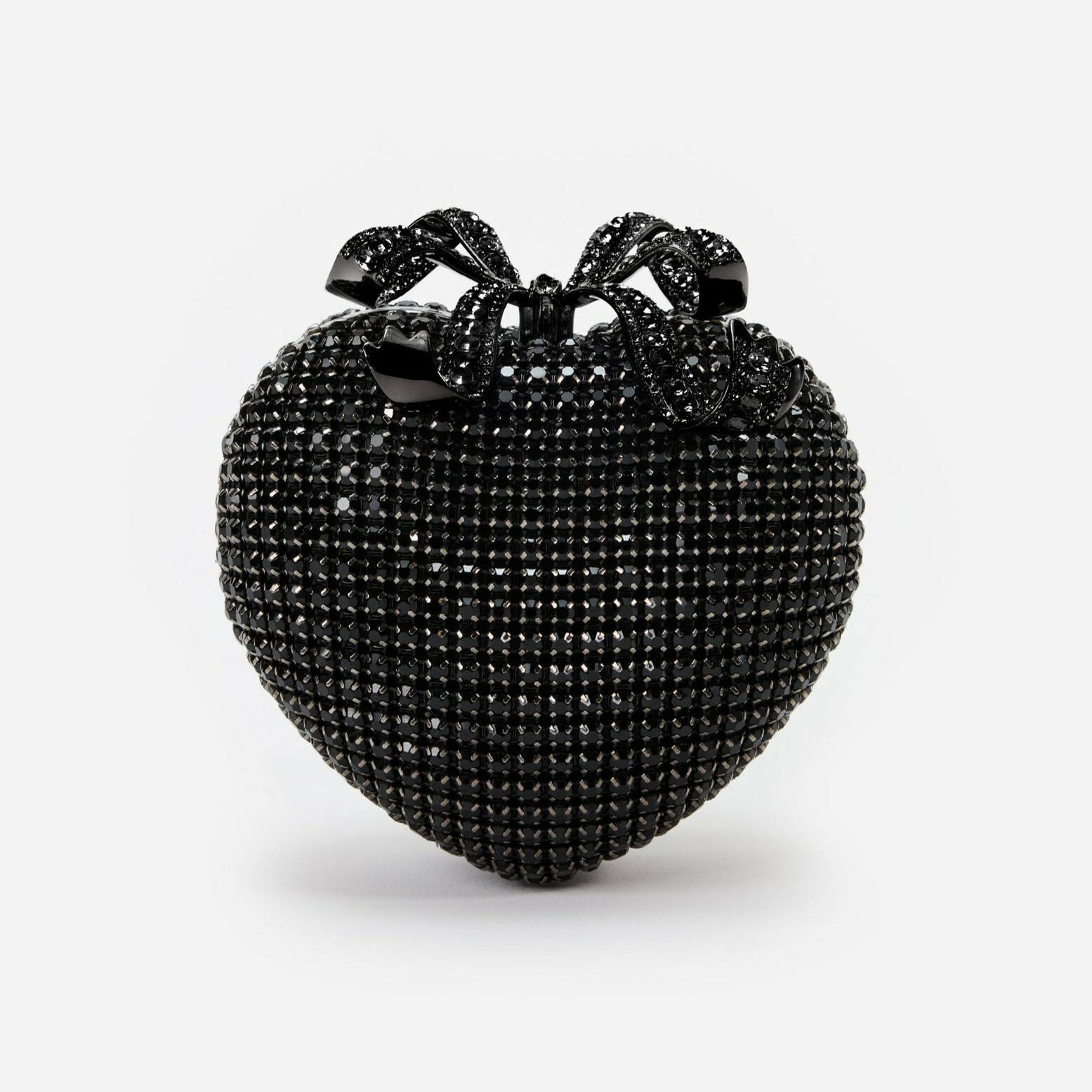 1SP0102-030 SELF PORTRAIT Black Crystal Heart Clutch #RS25307B-BLACK (B-NB-E)