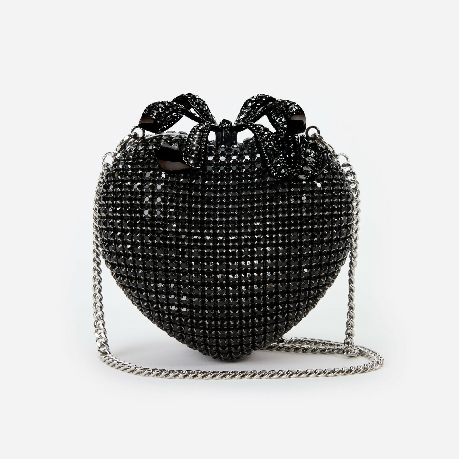 1SP0102-030 SELF PORTRAIT Black Crystal Heart Clutch #RS25307B-BLACK (B-NB-E)
