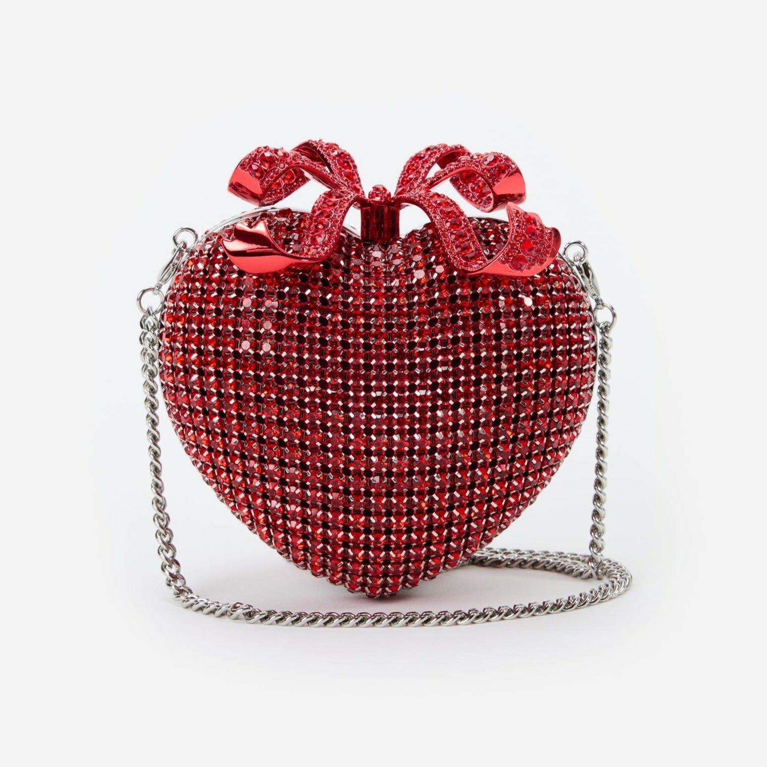 1SP0102-031 SELF PORTRAIT Red Crystal Heart Clutch #RS25307R-RED (B-NB-E)
