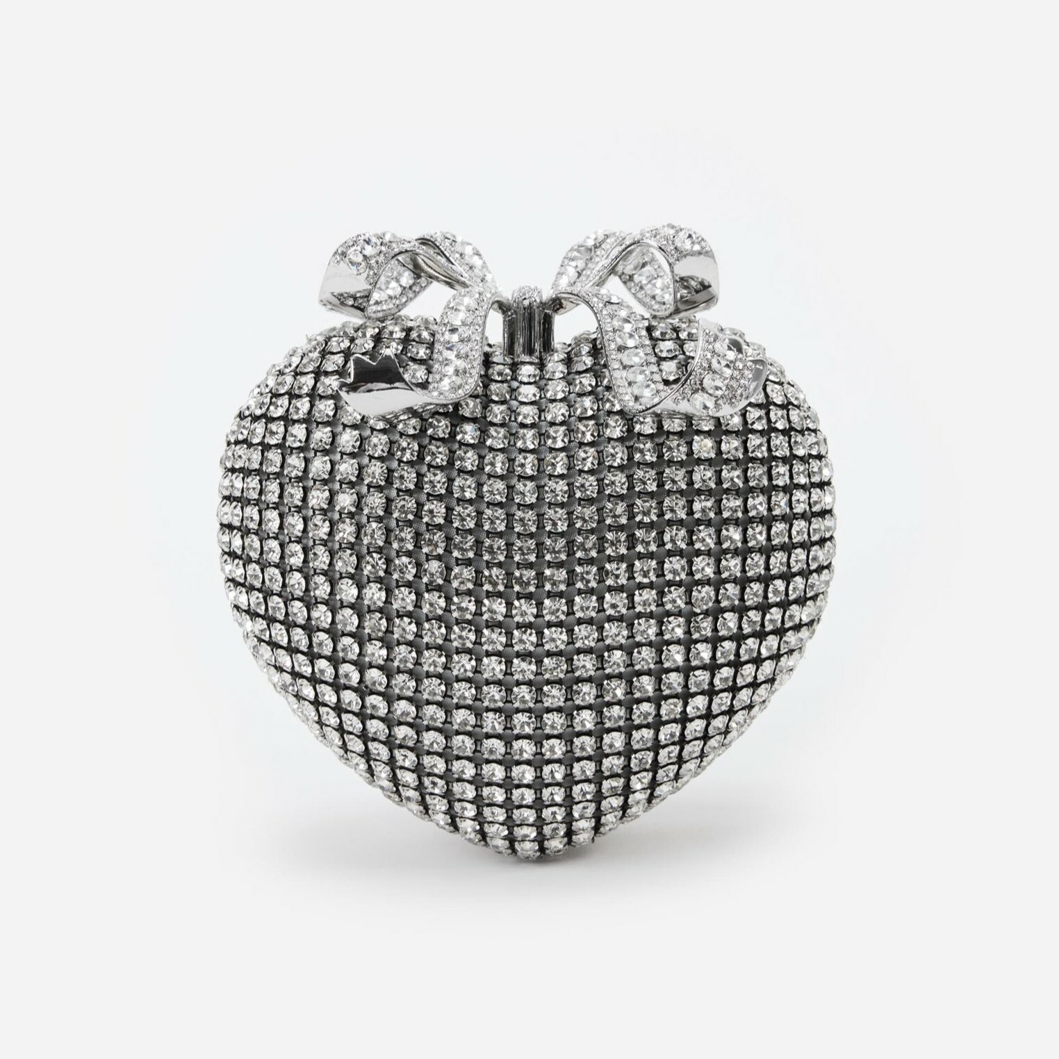1SP0102-032 SELF PORTRAIT Silver Crystal Heart Clutch #RS25307SL-SILVER (B-NB-E)