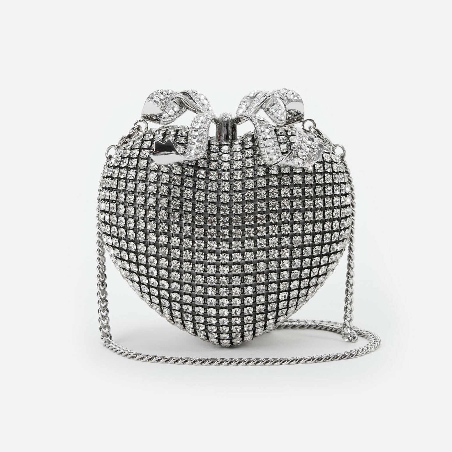 1SP0102-032 SELF PORTRAIT Silver Crystal Heart Clutch #RS25307SL-SILVER (B-NB-E)