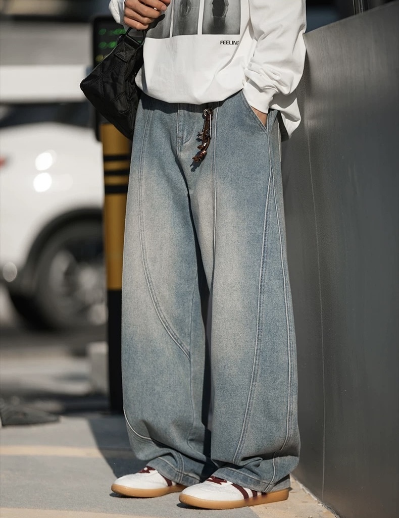 Doupicks 水洗分割線條牛仔褲 日系選品