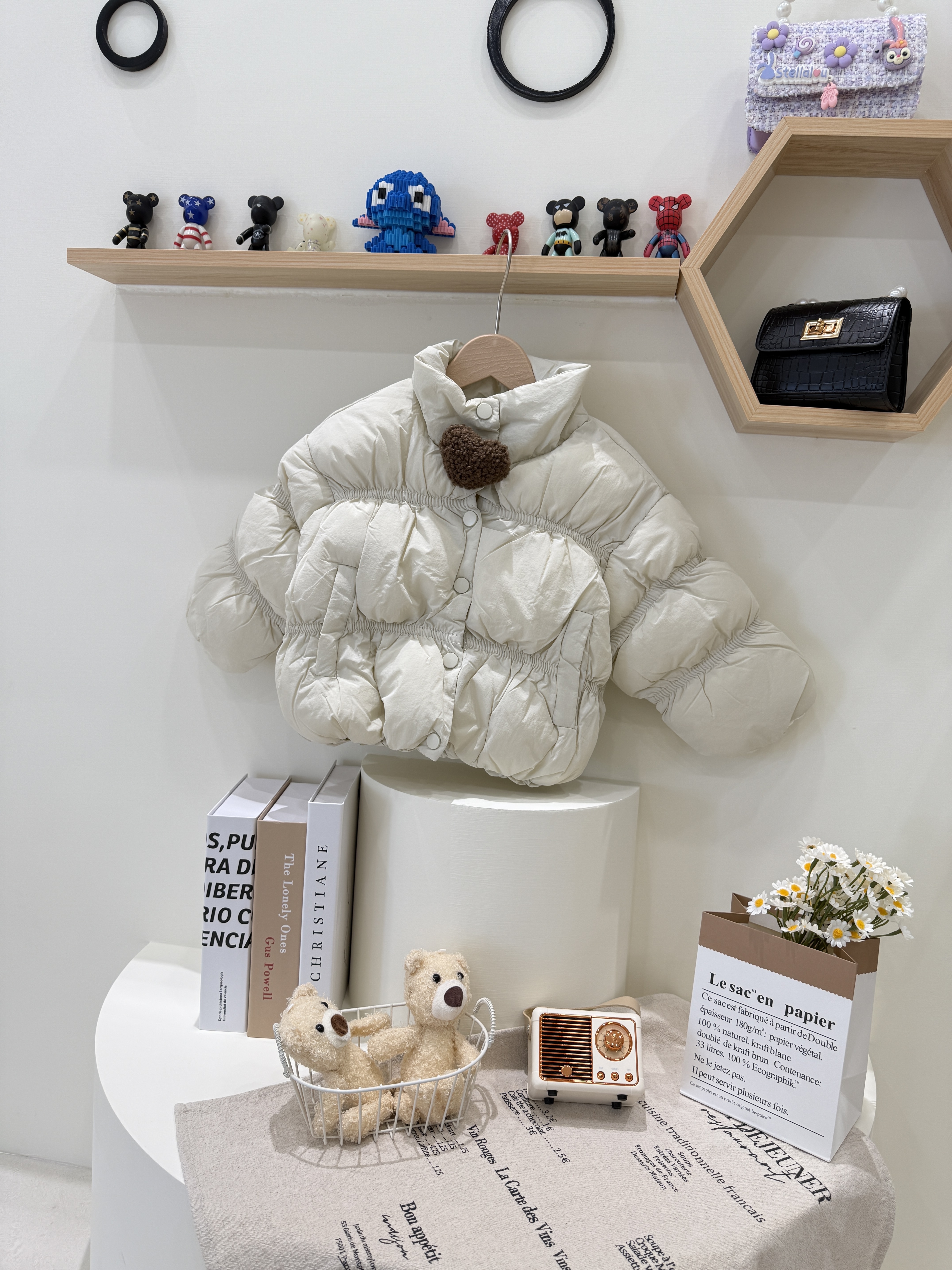 冬季加厚羽絨棉外套 附造型愛心夾