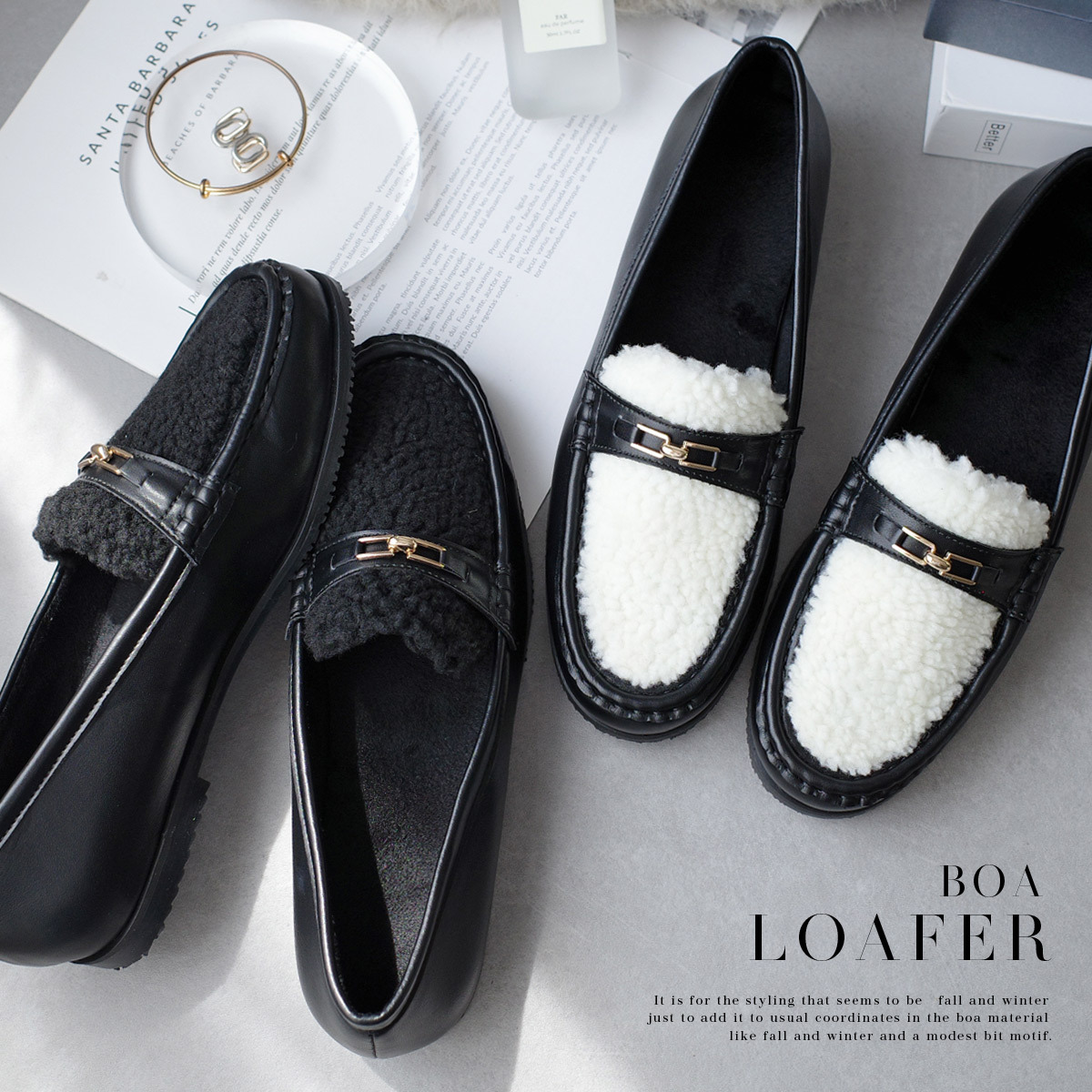 冬季元素 羔羊金飾樂福鞋 【SY408】