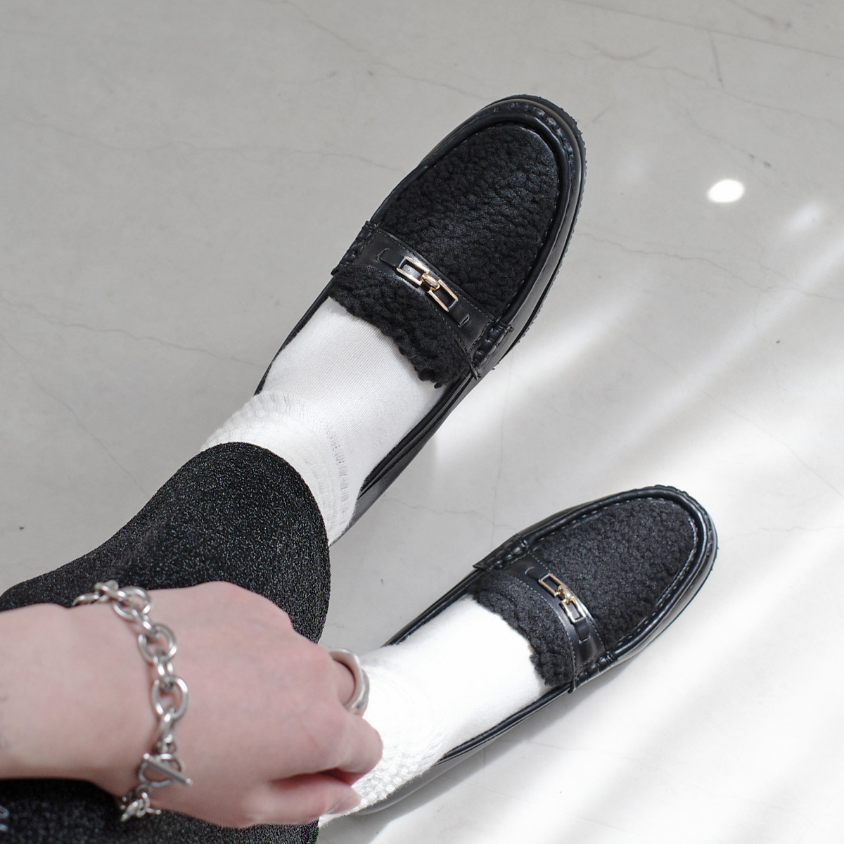 冬季元素 羔羊金飾樂福鞋 【SY408】