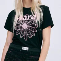 [S] MARDI SLIM TSHIRT FLOWERMARDI,BLACK PINK, MFK43JSS003BKPK00 (SMD60)