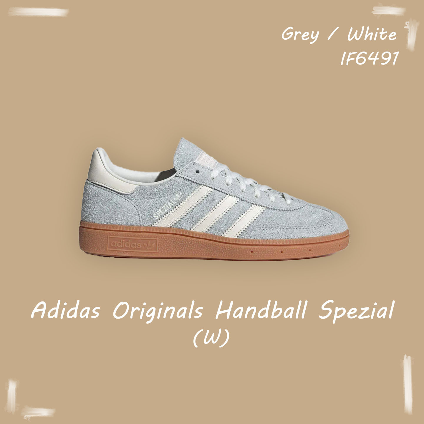 【瑕疵】Adidas HANDBALL SPEZIAL 麂皮 休閒 平底 球鞋 成人款 德訓鞋 霧灰焦糖 IF6491
