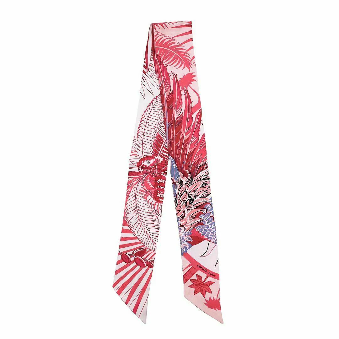 99%NEW 二手HERMES TWILLY 絲巾 朱紅色/白色 #香榭站正品