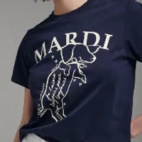 [S] MARDI SLIM TSHIRT SWING THE TAIL DDANJI,NAVY IVORY, MFK42JSS004NVIV00 (SMD68)