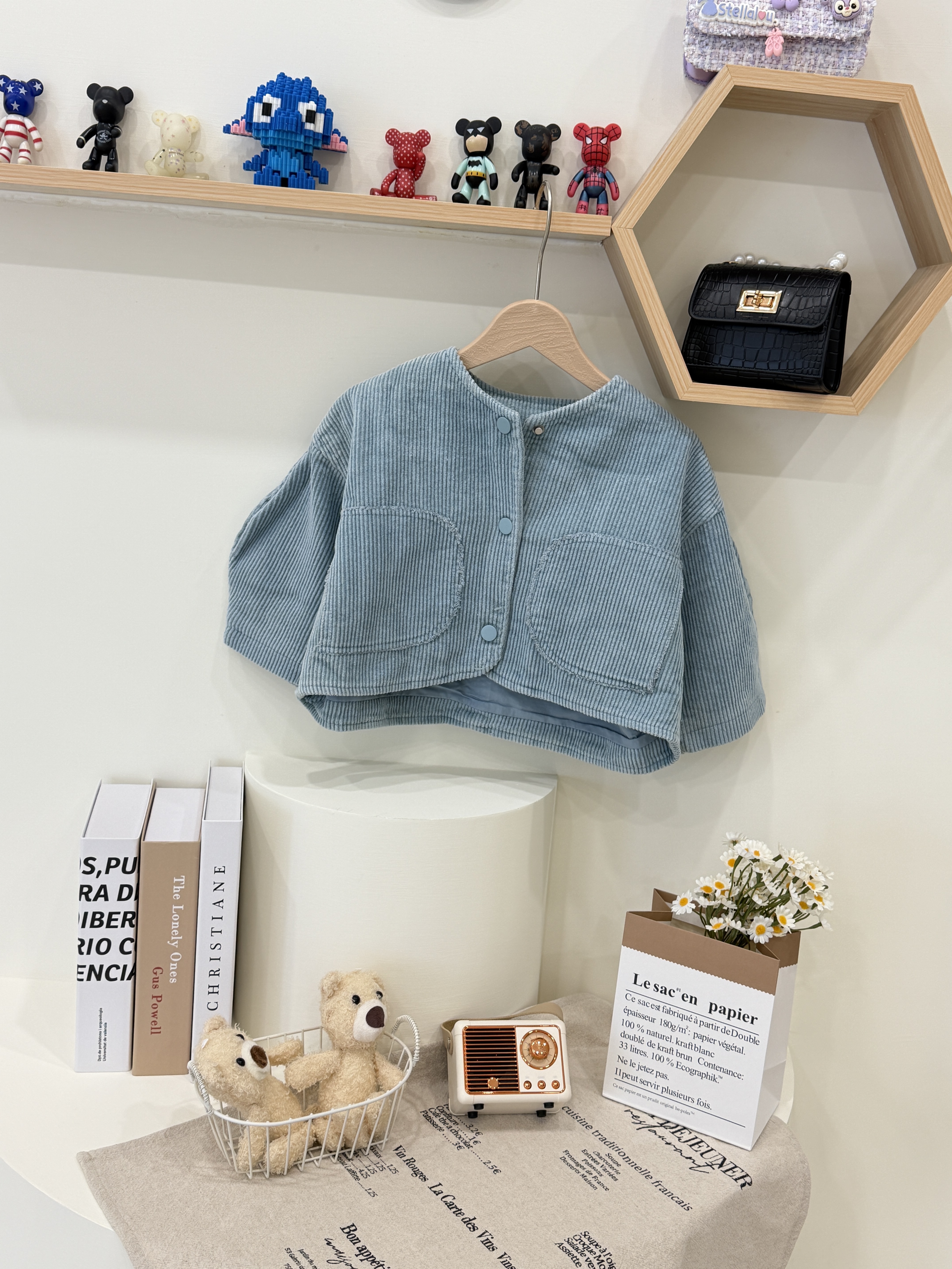 韓版復古燈芯絨大蓬袖外套