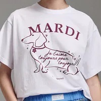 [S] MARDI TSHIRT SWING THE TAIL DDANJI FLOWER CHOKER,WHITE BURGUNDY, MFK42JSS002WHBG00 (SMD71)