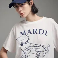 [S] MARDI TSHIRT SWING THE TAIL DDANJI FLOWER CHOKER,IVORY NAVY, MFK42JSS002IVNV00 (SMD74)