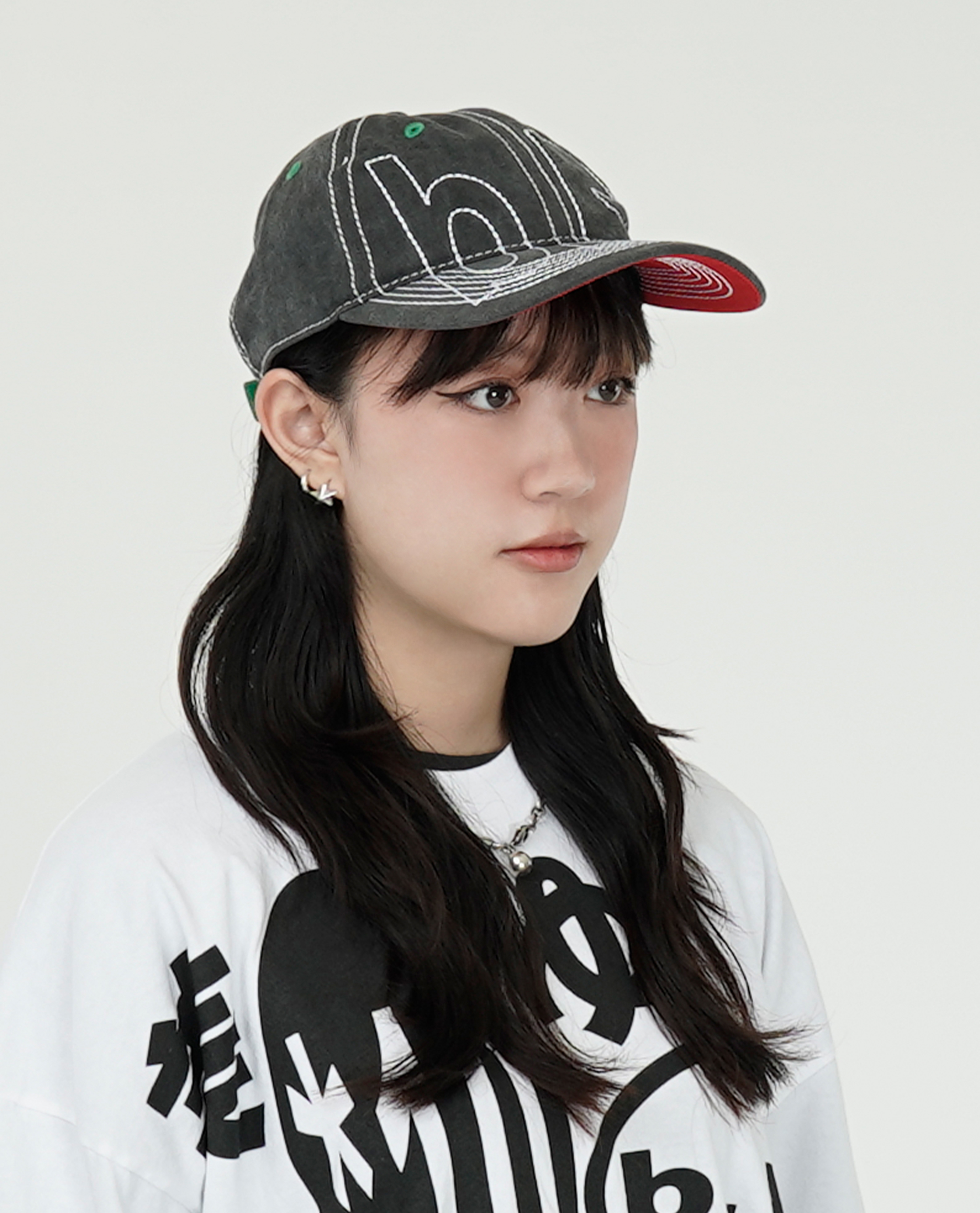b.Eautiful Vapor 6 Panel Hat (Off-Black/White) - 24FW (New Year Collection)