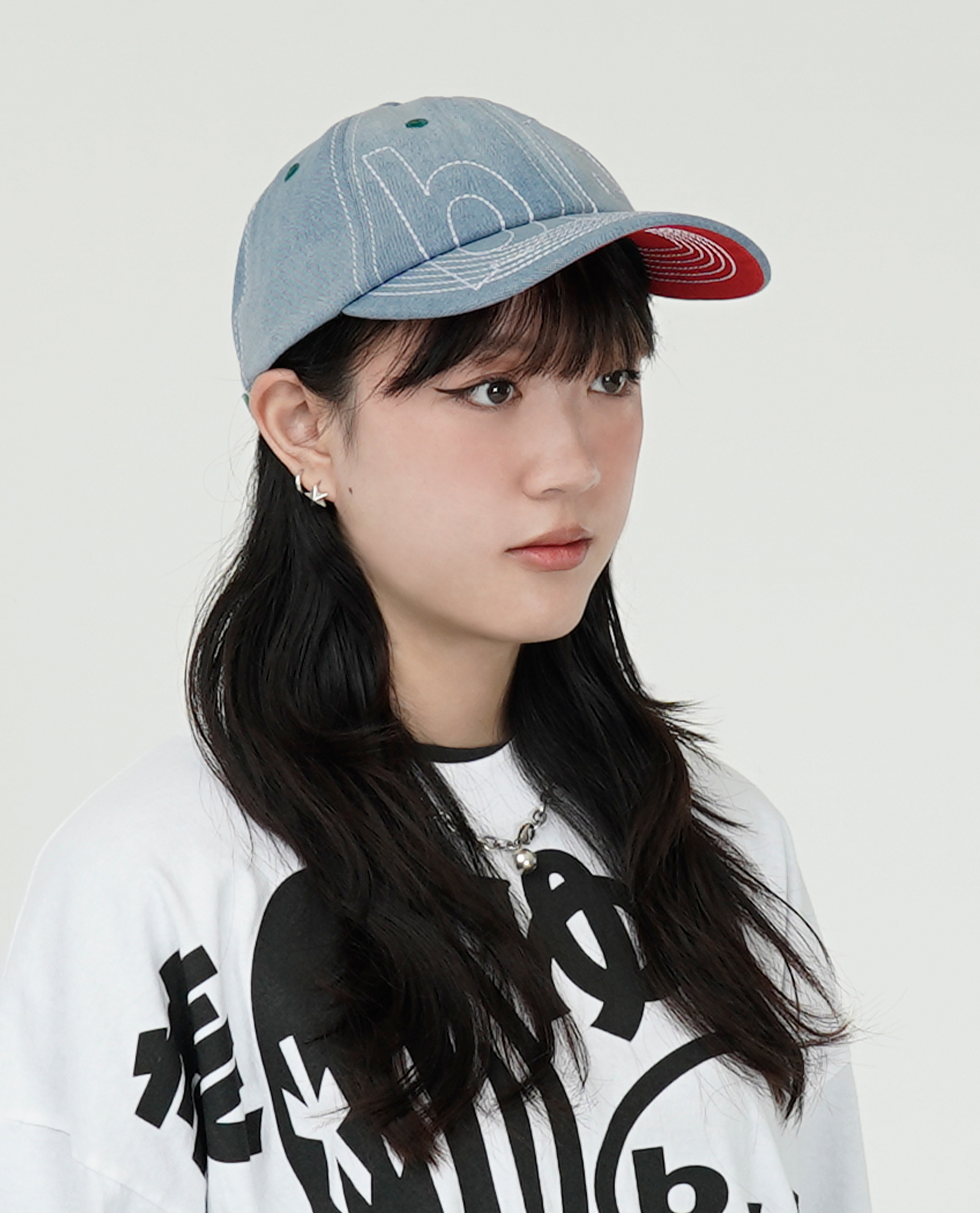 b.Eautiful Vapor 6 Panel Hat (Light Denim/White) - 24FW (New Year Collection)