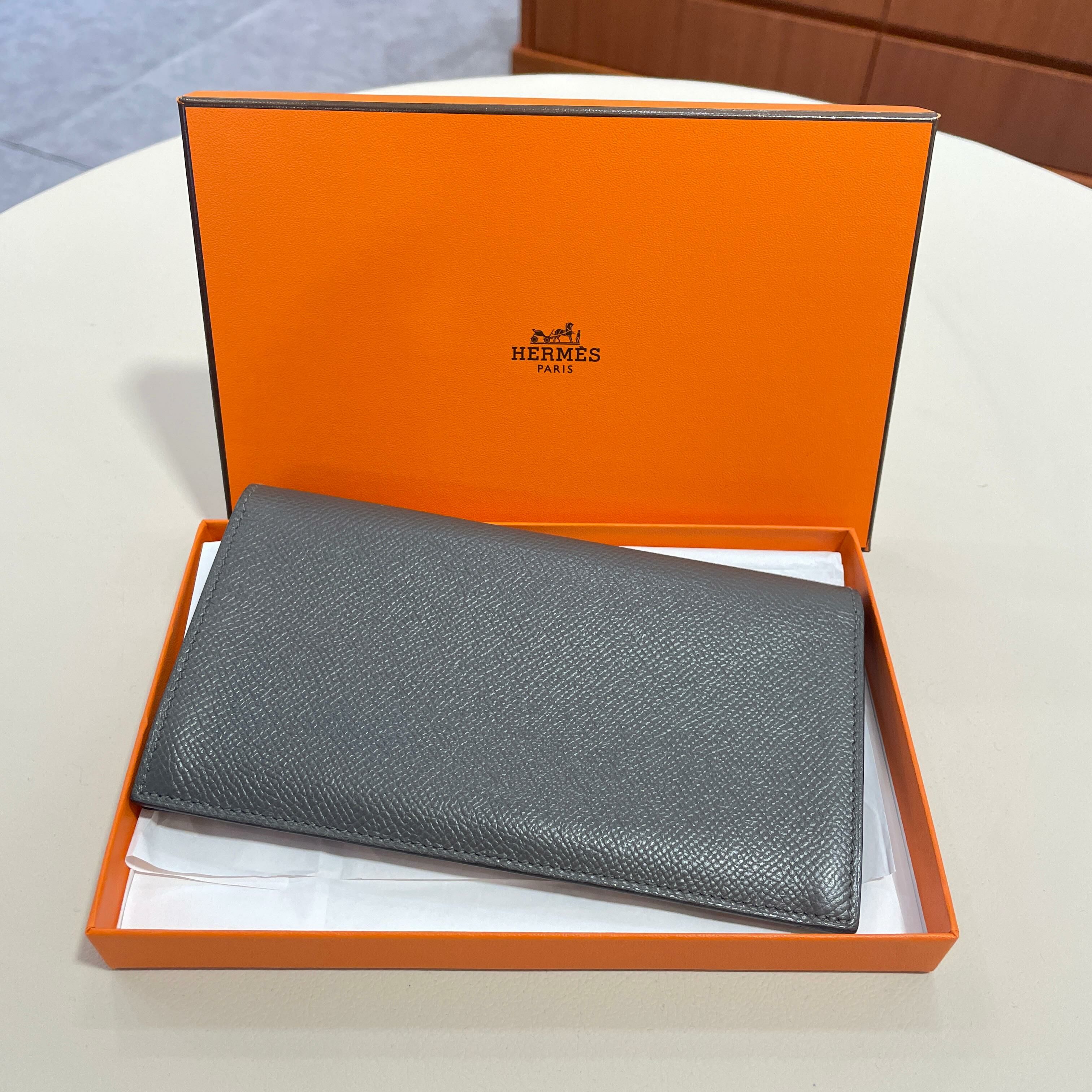 99%NEW 二手HERMES長銀包 0L積雨雲灰EPSOM皮 H083823CK #男女同款 #香榭站正品