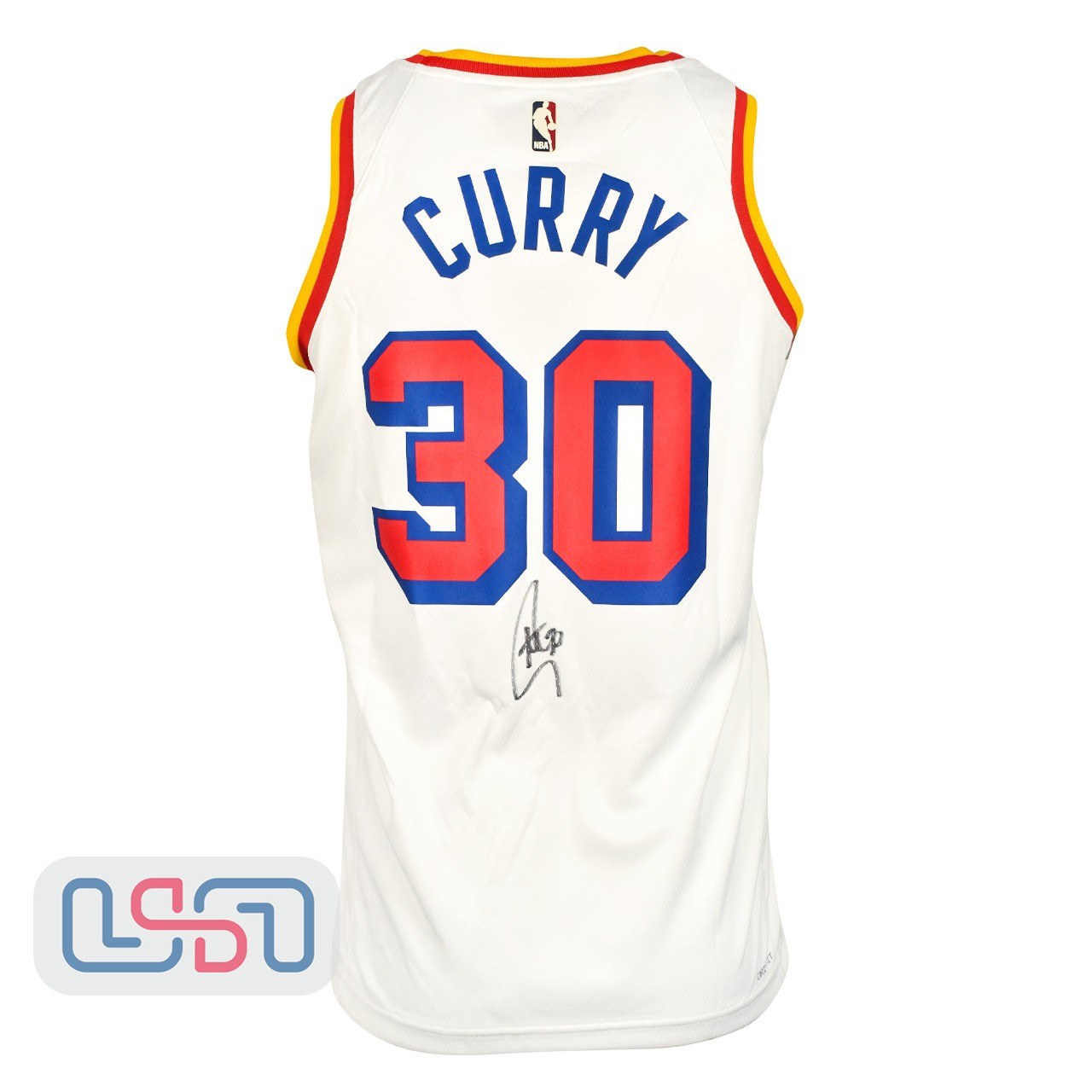 Stephen Curry Signed Warriors White Nike White Swingman Jersey USA SM BAS