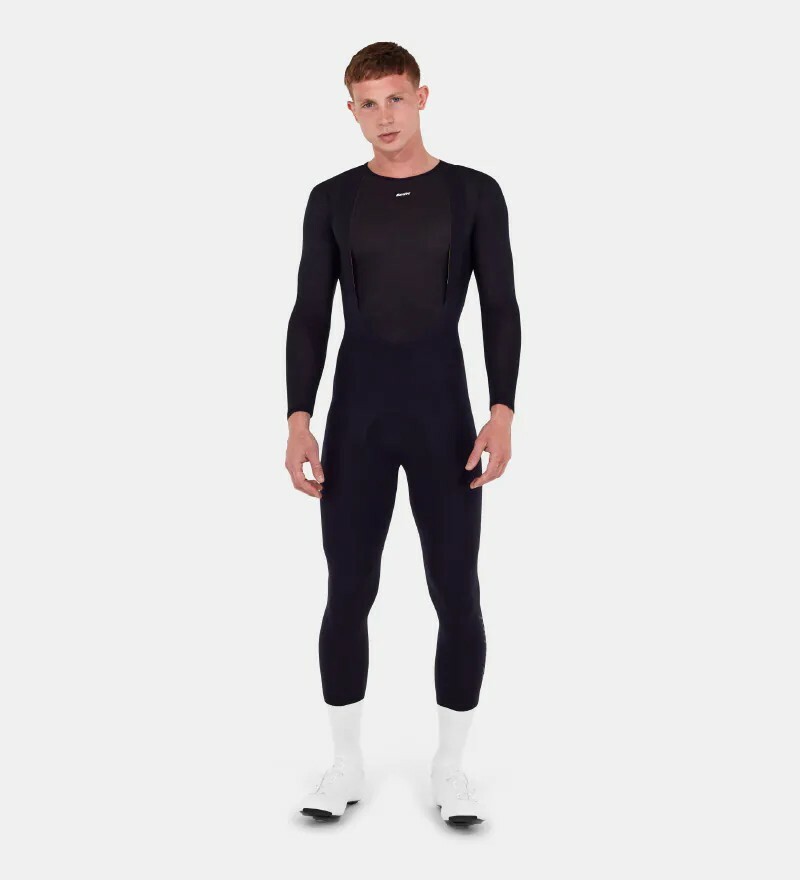 【Santini】獨特 冬季吊帶九分褲 頂級舒適 - 黑〔C3墊子〕