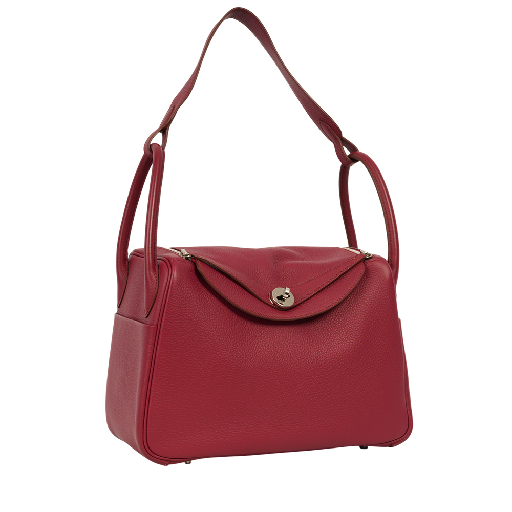 【HERMES】銀釦 TC皮 Lindy 30cm(寶石紅) 方框O X 211 A