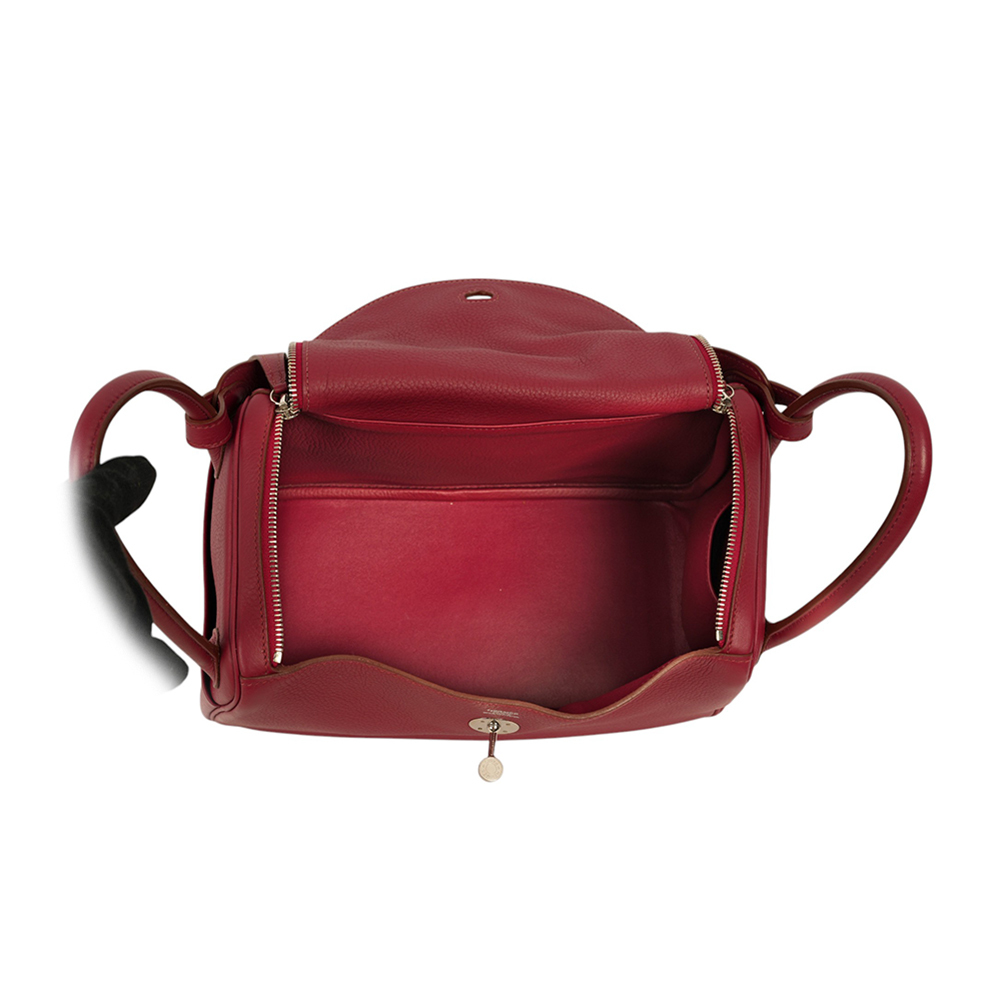 【HERMES】銀釦 TC皮 Lindy 30cm(寶石紅) 方框O X 211 A