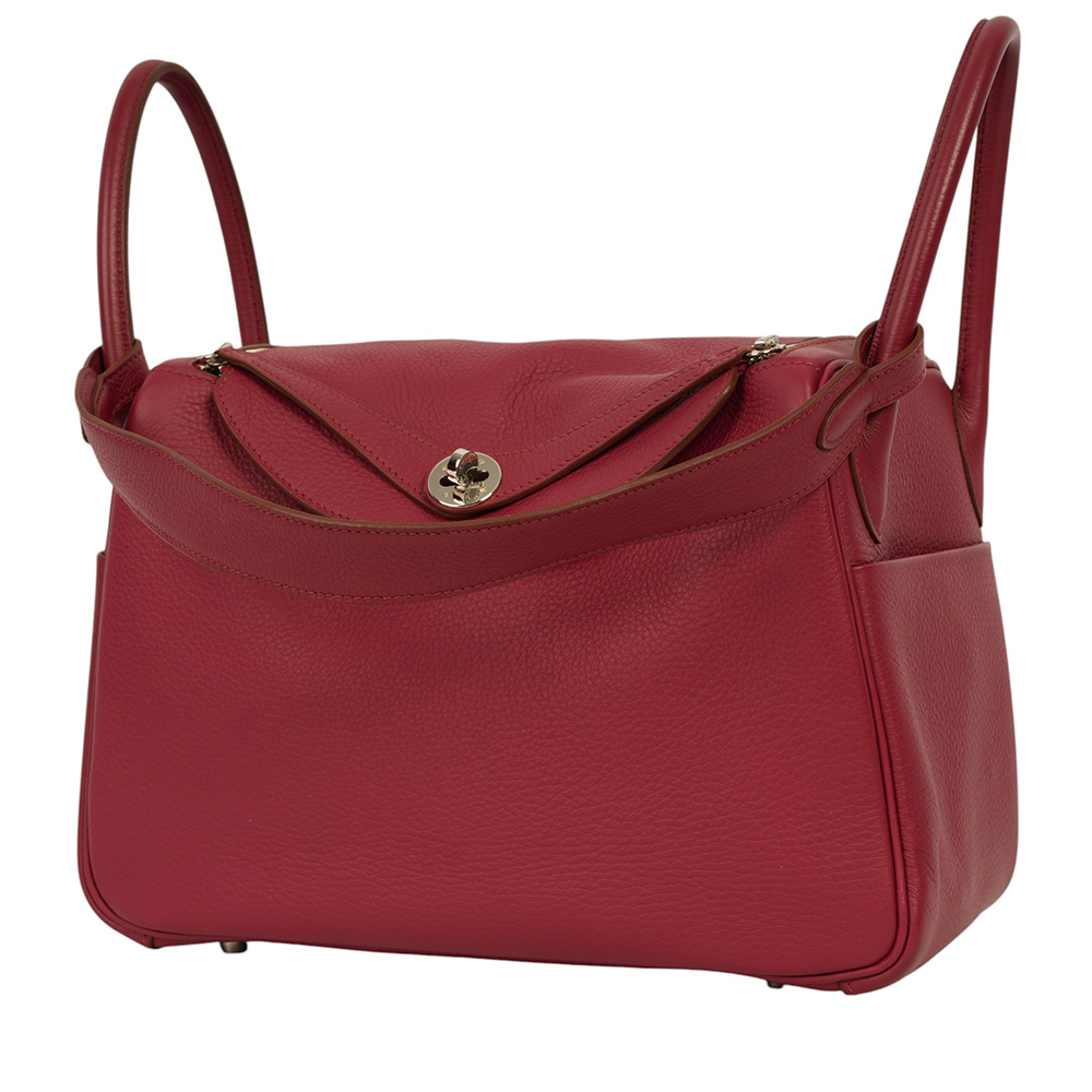 【HERMES】銀釦 TC皮 Lindy 30cm(寶石紅) 方框O X 211 A