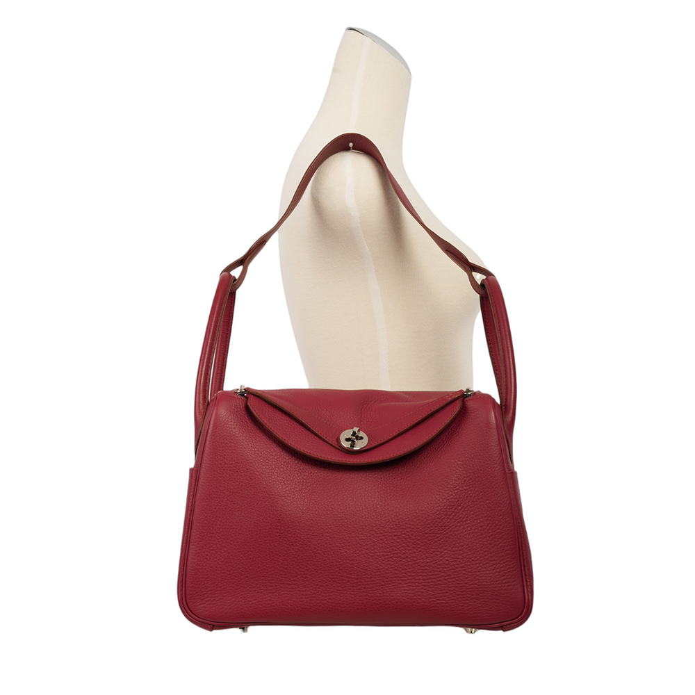 【HERMES】銀釦 TC皮 Lindy 30cm(寶石紅) 方框O X 211 A