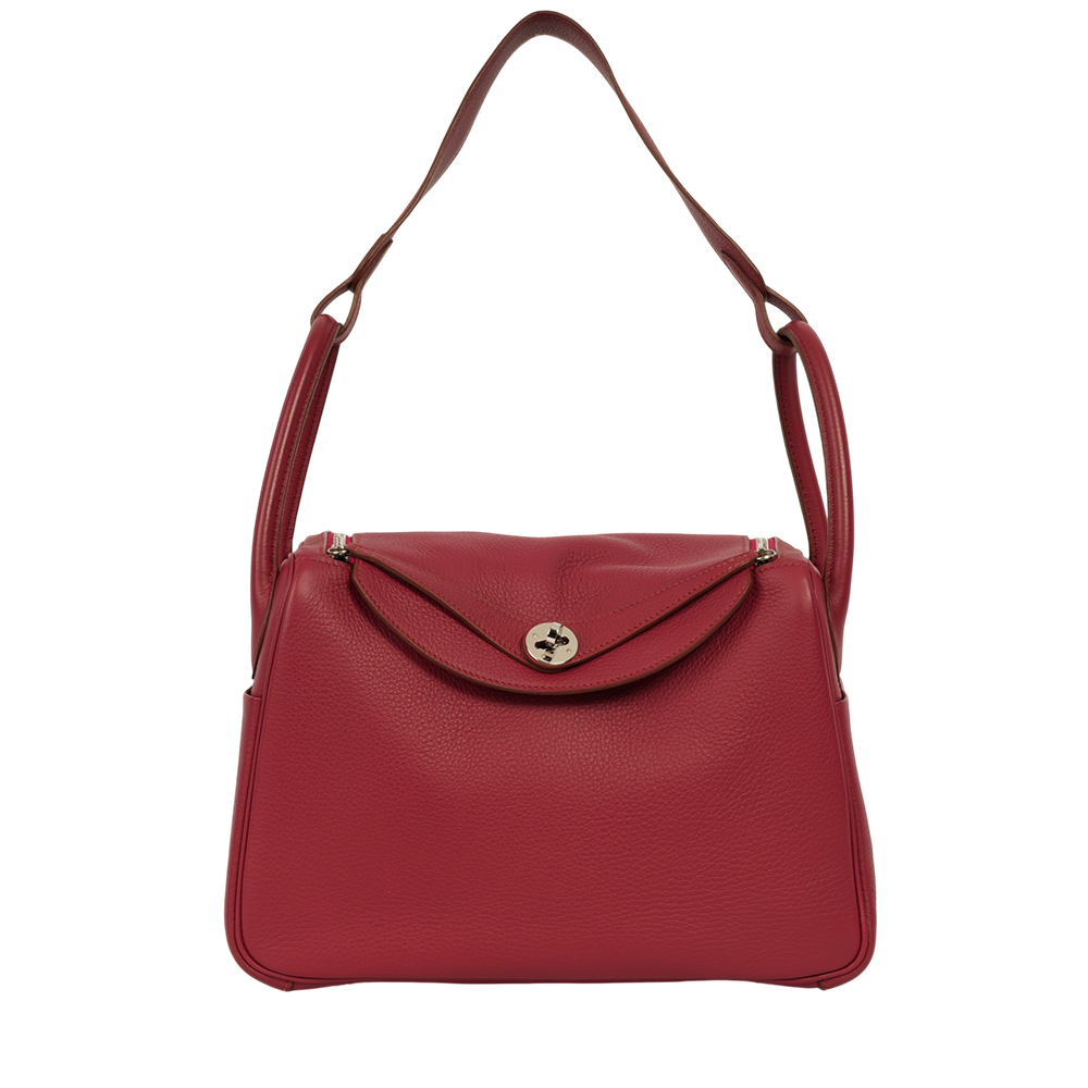【HERMES】銀釦 TC皮 Lindy 30cm(寶石紅) 方框O X 211 A