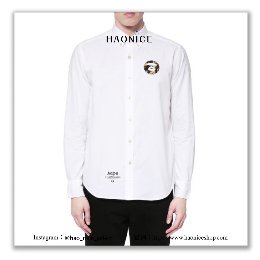 【HAO NICE 】香港經銷商🇭🇰100%正品 日本潮流Aape 24SS經典猿人頭迷彩刺繡 簡約百搭 長袖 扣子襯衫