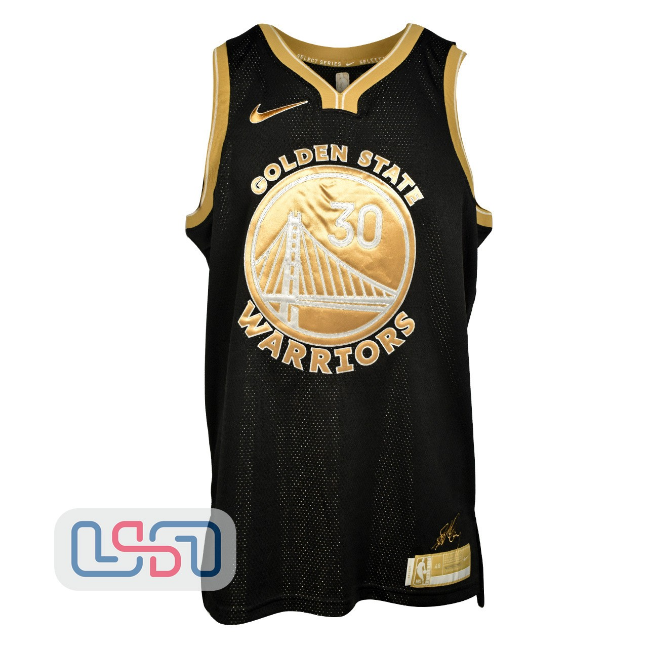 Stephen Curry Signed Warriors Select Nike Black Swingman Jersey USA SM BAS
