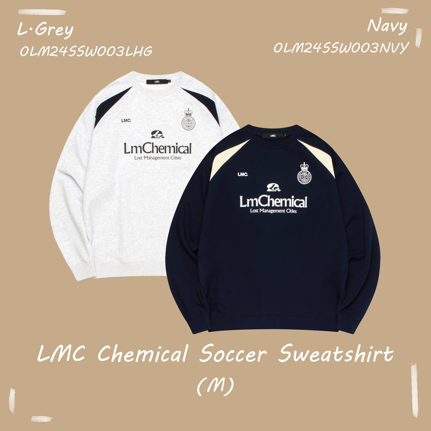 【OWN】LMC 厚磅 長袖 衛衣 賽車 秋冬服飾 不分男女 白灰 深藍 0LM24SSW003NVY 0LM24SSW003LHG