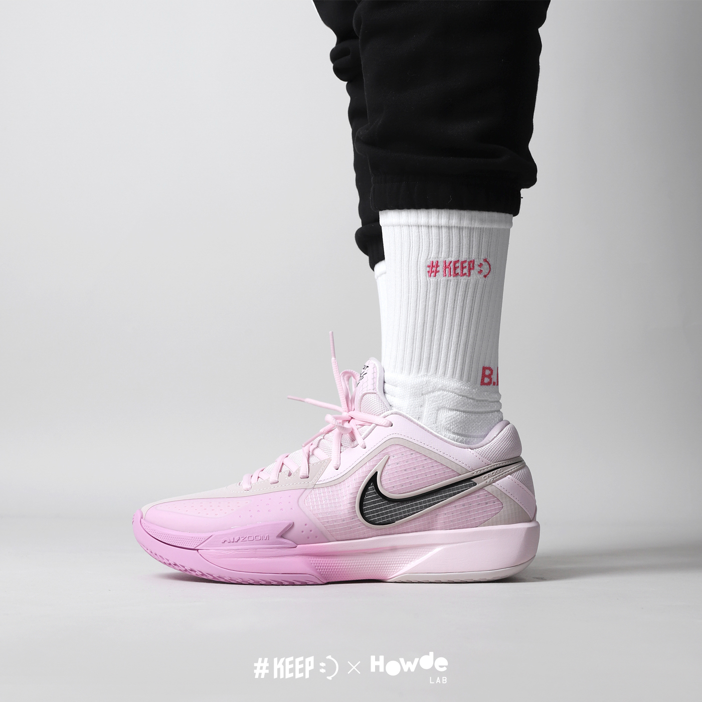 #KEEP x HOWDE LAB SOCKS 3色 籃球永不熄 白色 粉色 黑色 厚底 刺繡 緩震 運動 長襪 籃球襪【24FW08】