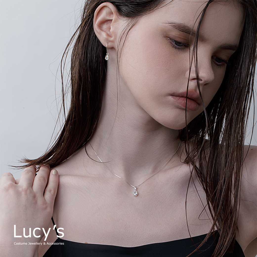 都會輕奢系列｜925純銀 雅典白(水滴) 耳環/項鍊 (112296/117211/115698)
