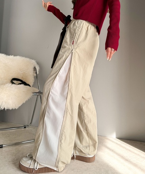 日本🇯🇵連線 JAVA 拼色側拉鍊寬口褲 雙色 直筒 防風 闊腿褲 3色(任買兩件711免運)/預購