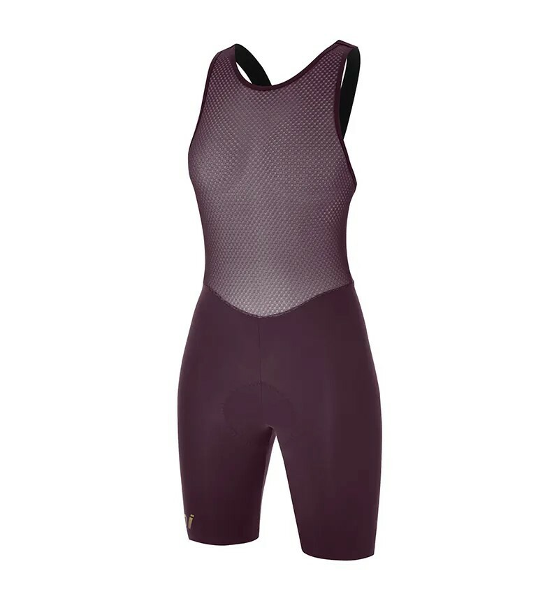 【Santini】獨特 女性吊帶短褲-酒紅〔C3W墊子〕