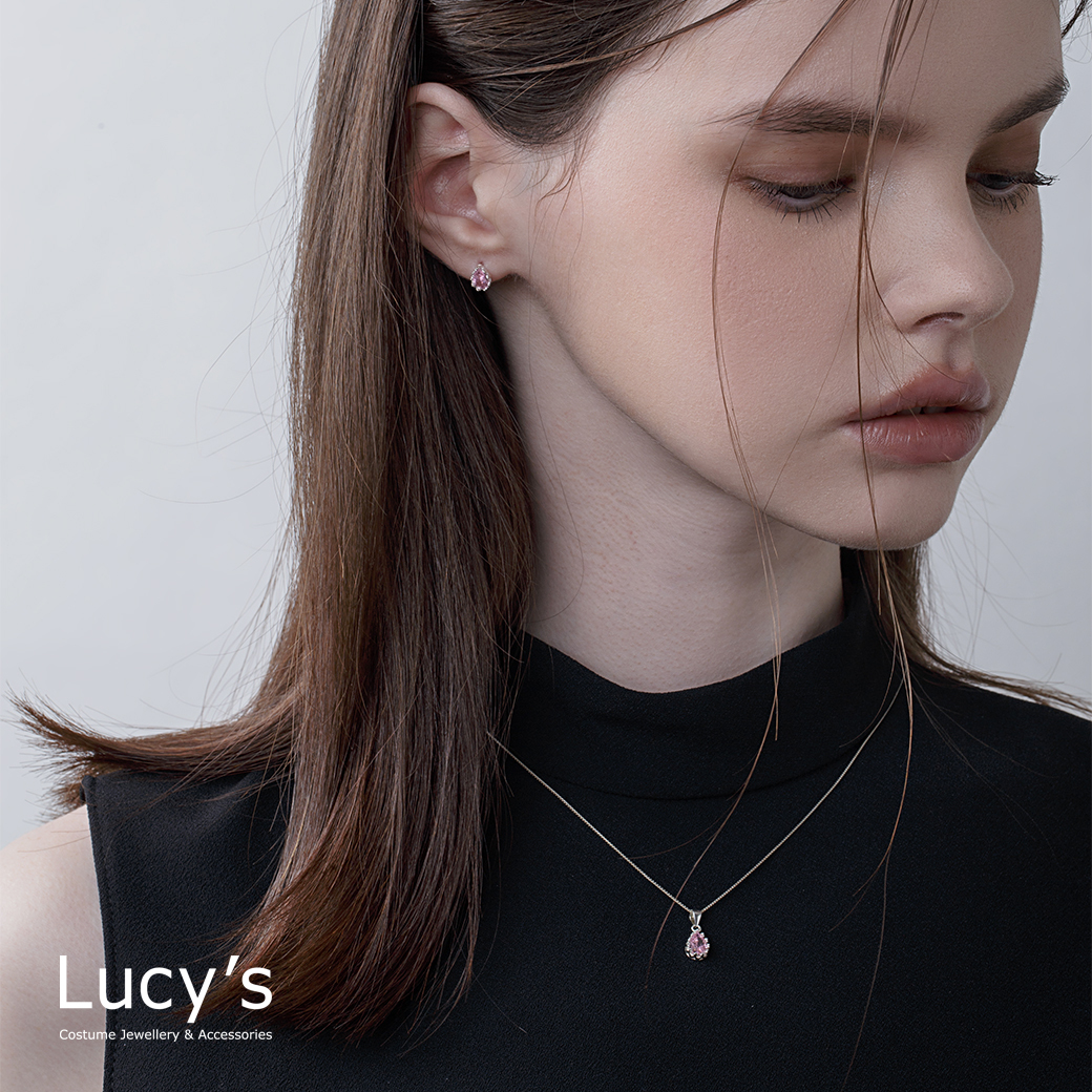 都會輕奢系列｜925純銀 巴黎粉(水滴) 耳環/項鍊 (114802/117212/112301)