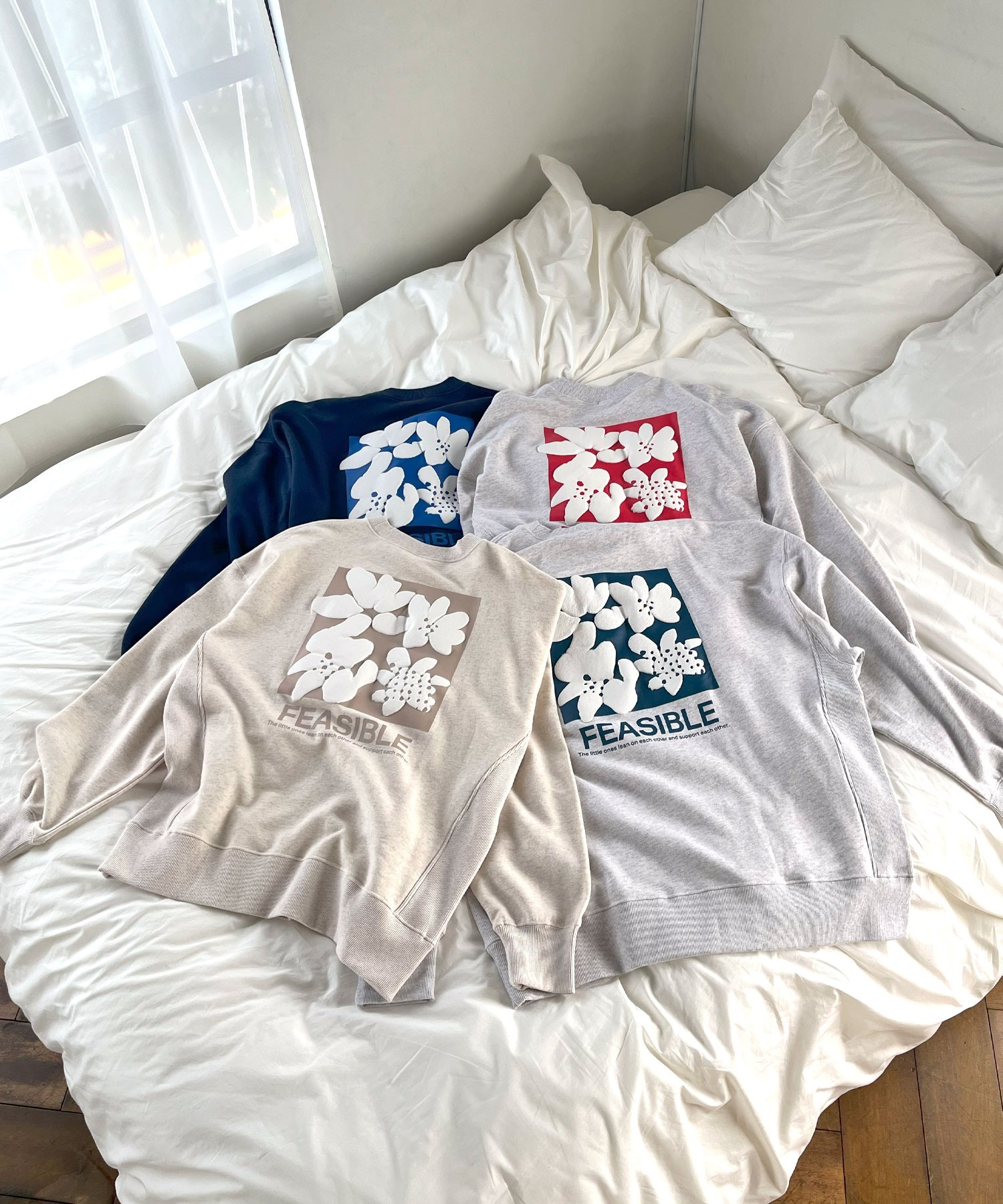 日本🇯🇵連線 and me x ANME 雙面花花大學T 口袋 寬鬆 落肩 4色(任買兩件711免運)/預購